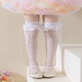 thumbnail image 3 of JUNWELL 1pair Girls‘ Lace Bowknot Ribbon Heart Over Knee High Mesh Stockings  Suitable For Daily Wear, 3 of 7
