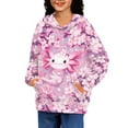 thumbnail image 2 of DISNIMO Axolotl Hoodies for Girls Kids Cherry Blossom Hoodies with Designs Matching Hoodies Boy and Girl Hooded Sweatshirt Boys 8-10 Pullover Hoodie Sweatshirts Children Fall Wear, 2 of 7