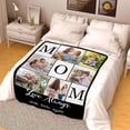 thumbnail image 4 of AISENIN Customized Family Photo Cozy Throw Blanket Black Throw Blanket Custom Bed Blankets with Photos for Mom Mother's Day Gift, 4 of 5