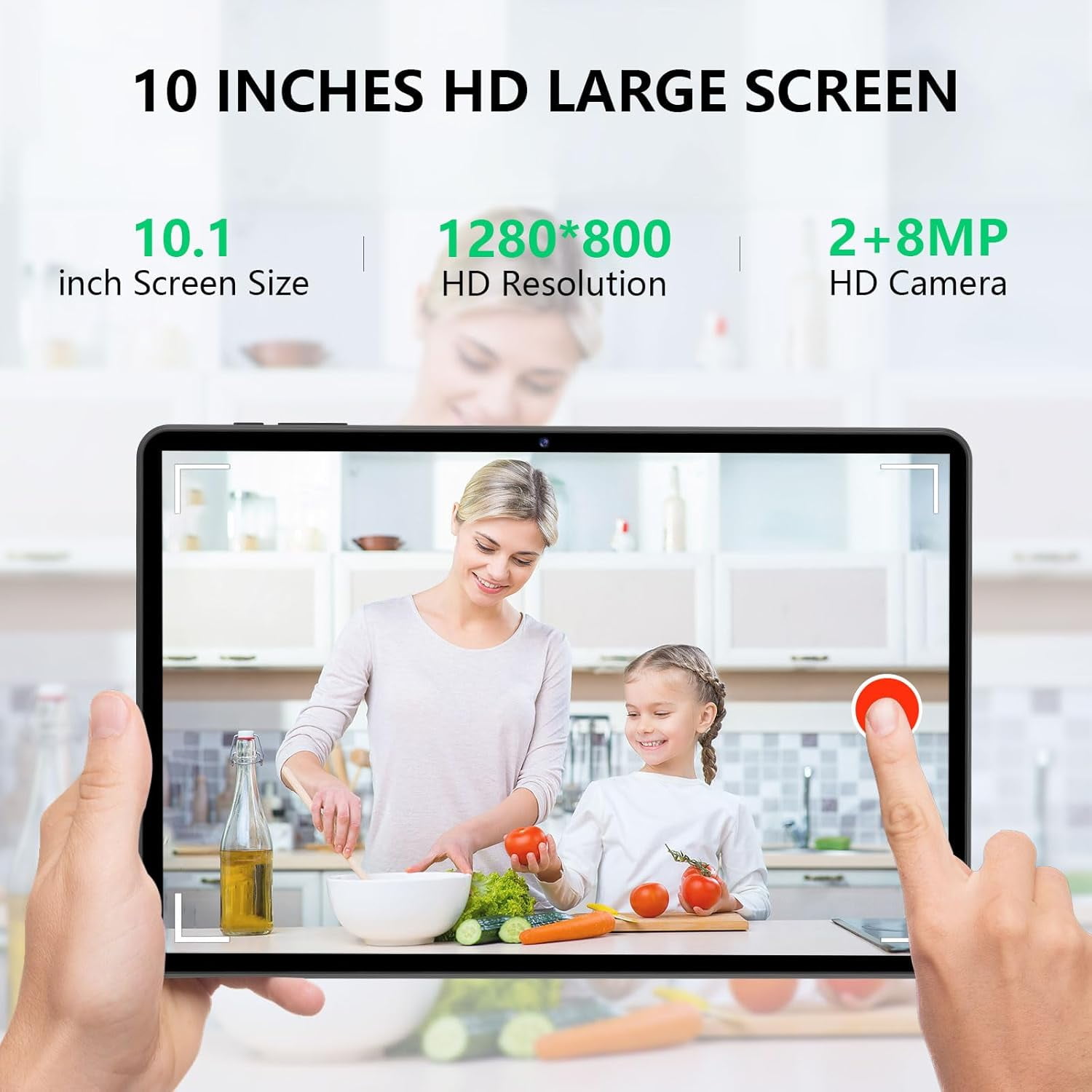 Android 14 Tablet 10.1 inch Tablets, 10GB RAM + 64GB ROM 1TB Expand, Octa-Core Tablet with Case, GPS, 6000mAh, 1280x800 FHD Display, Dual Camera, WiFi, Bluetooth