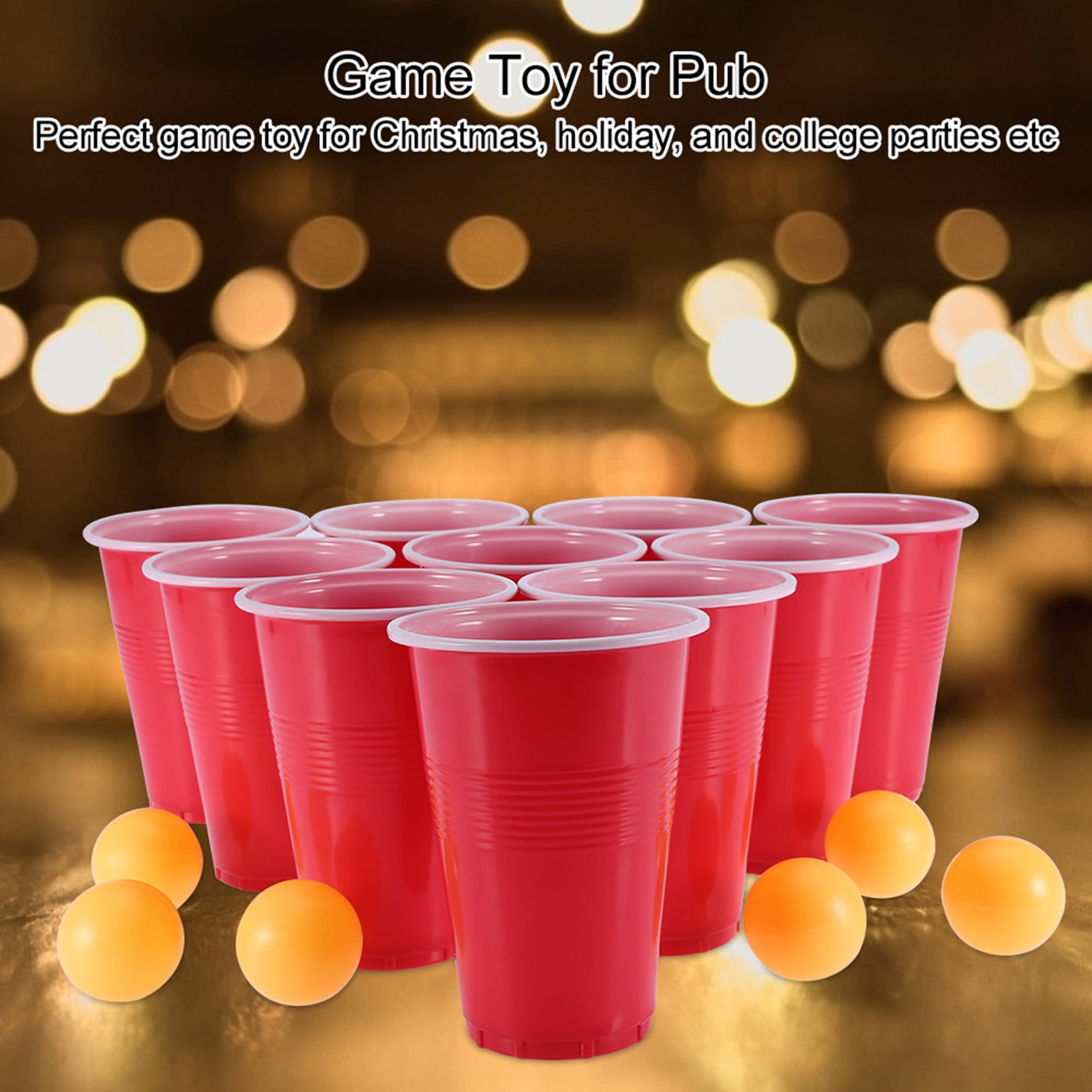 Juego De Beer Pong Completo - 30 Vasos + 8 Pelotas + 10 Dados + Alfombra De Mesa 180x60 Cm - Para Fiestas Y Reuniones
