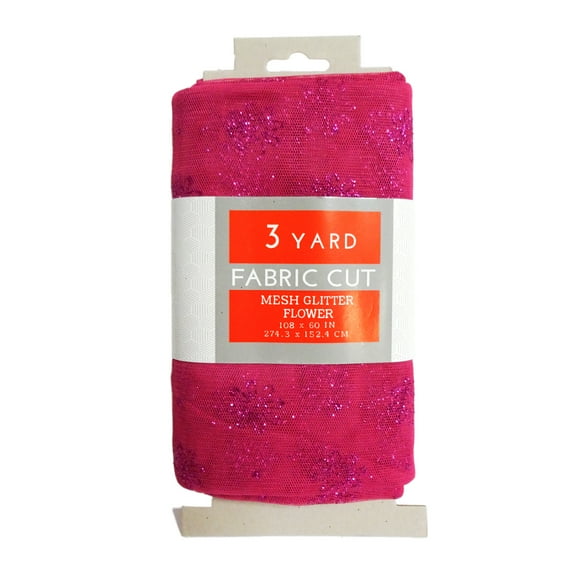 Shason Textile Polymesh Glitter Sewing & Craft Fabric 3 yd Pre-cut, Pink