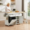 thumbnail image 6 of Rolling Kitchen Cart w/Extendable Dining Table, 81.7" Mobile Kitchen Storage Islands w/Trash Cabinet, Power Outlet, Spice Rack & Towel Rack, White, 6 of 9