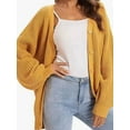 thumbnail image 2 of Cardigan Sweaters for Women Button-Down Long Sleeve Oversized Knit Outerwear Orange Yellow M, 2 of 5