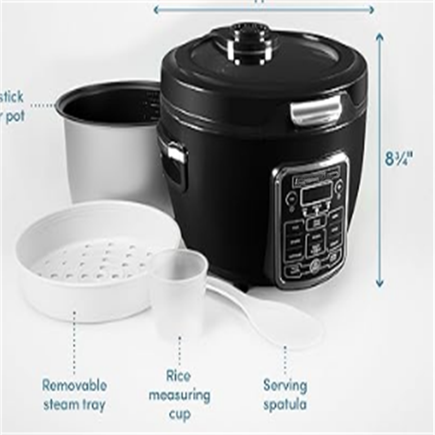 Professional Touch Glass Lid, Food Steamer, Slow Cooker, Multicooker with 11 Preset Functions, Steam Tray, Measuring Cup, Rice Spatula, 20 Cooked