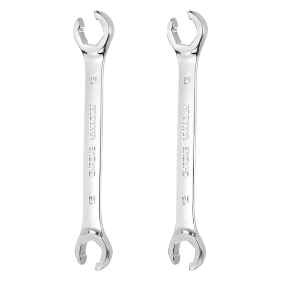 Uxcell 2Pcs 16mm x 18mm Flare Nut Wrench Metric Double Open End 45# Steel Thick Spanner