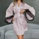 thumbnail image 2 of Bata de seda para mujer con ribete de encaje corto, bata de satén con mangas 3/4, bata de novia sexy estilo kimono, 2 of 5