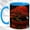 Blue, variant on Red Bonsai Tree Coffee Mug, Moonlit Heron Mug, Ceramic 11 oz