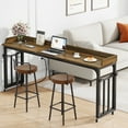 thumbnail image 3 of Condemo Overbed Table with Wheels and Height Adjustable, 71 inch Queen Size Bed Table with Adjustable Tilt Board, Mobile Laptop Cart Computer Desk with Outlets & USB Ports, Brown, 3 of 7