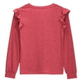 thumbnail image 6 of Diufon Girls Casual Long Sleeve Shirts Loose Ruffle Sleeves Pullover Crewneck Tops Spring Fall Soft Blouses, 6 of 7