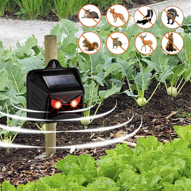 2 Pack Solar Animal Repeller with Red LED Lights Outdoor Night