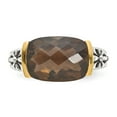 thumbnail image 5 of 14K Two-Tone Gold Ring Band Gemstone Yellow Smoky Quartz Cushion Brown, 5 of 5