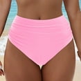 thumbnail image 2 of TTUHYWXI Women's High Waisted Bikini Bottom Tummy Control Ruched Bathing Suit Swim Bottom (Pink, XXL), 2 of 9