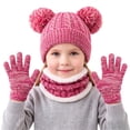 thumbnail image 6 of Sentuca Kids Winter Hat Gloves Scarf Set, Bear Ear Knit Beanie Hat Neck Warmer Gloves Boys Girls Warm Cold Weather Outdoor Accessories Size 3-12Y, 6 of 6