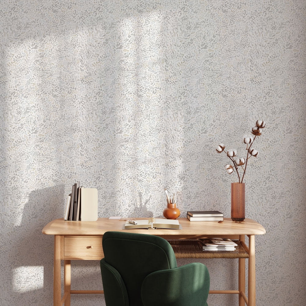 Tempaper Grey Brushstroke Garden Peel and Stick Wallpaper, 20.5" x 16.5'