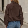 thumbnail image 6 of TEAJOPSUU Women's Cropped Zip Up Jacket Stand Collar Long Sleeve Outerwear Jackets with Pockets for Casual Streetwear Coffee, 6 of 7