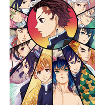 DIY 5D Demon Slayer Diamond Art Painting Kits for Adults,Anime Cartoon Round Full Drill Crystal Rhinestone Embroidery Cross Stitch Arts Craft Canvas for Home Wall Decor，12"x 16"