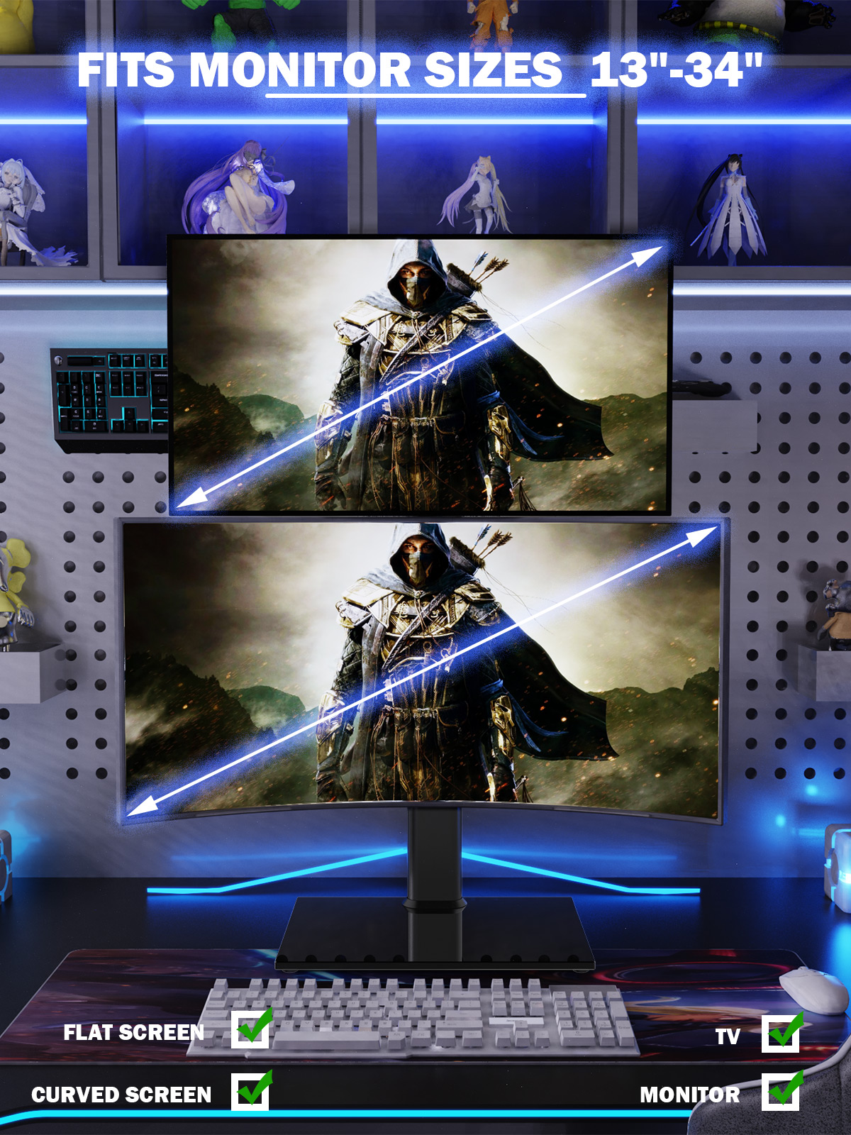 Hemudu HT05B002W Dual Freestanding Monitor Stand