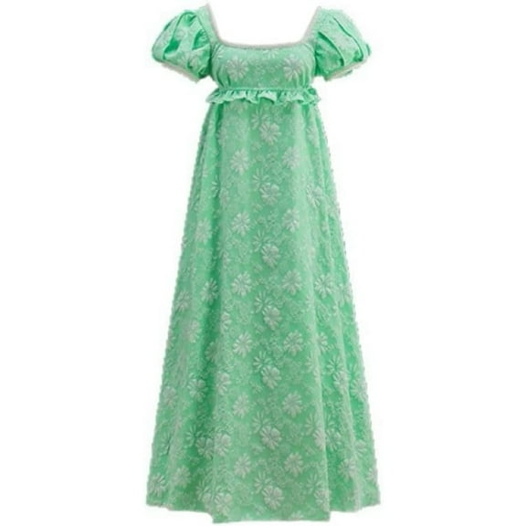 Regency Dress for Women Empire Waist Victorian Style Pearl Puff Floral Dress
