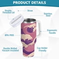 thumbnail image 2 of Yayeee 40oz Stainless Steel Tumbler with Straw and Handle Double-Wall Insulated Travel Water Bottle, Purple Wave Pattern, 2 of 8