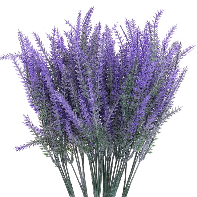 30 Paquetes Artificiales Lavanda Flores Imitación Lavanda Flores Plástico para Interior/Exterior Hogar Boda Cocina Jardín Oficina Porche Decoración 14.96"s Púrpura