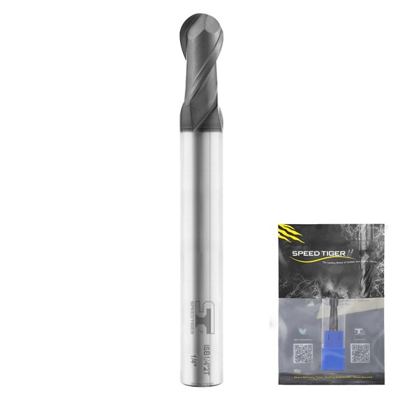 SPEED TIGER Moulin à Nez Boule en Micrograin Carbure - 2 Flûtes - ISB1/2 2T (1 Pce, 1/2 Pouce) - pour Aciers Alliés, Acier Trempé, Métal – Ensembles de Broyettes pour Bricoleurs et Professionnels