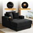 thumbnail image 2 of Wiilayok Oversized Lounge Chair Indoor,54" Corduroy Cloud Chaise Lounge Couch Indoor with Ottoman,Cup Holder for Living Room,Bedroom Black, 2 of 8