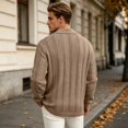 thumbnail image 6 of Mens Cardigan Sweater Long Sleeve Casual Button Down Lapel Collar Hollow out Knit Cardigans Fall Clothes, 6 of 8