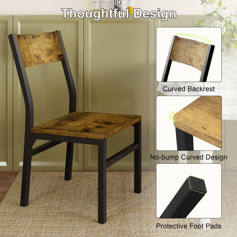 iPormis 35''Tall Dining Chairs Set of 6, Dining Room Chairs with MDF Board & Metal Frame, Perfect for Small Space, Easy Clean,Rustic Brown