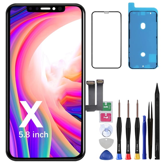 Screen Replacement for iPhone X - Display Replacement Kit & 3D Touch Digitizer Lcd Full Aassembly for Apple iPhone 10 5.8 Inch Model A1865 A1901 A1902 with Repair Tools