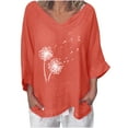 thumbnail image 2 of YUNAFFT Womens Tops Casual Loose Fashion Women's Fashion Printed V- Neck Three Quarter Sleeve T-shirt Blouse Loose Tops On Sale, 2 of 5