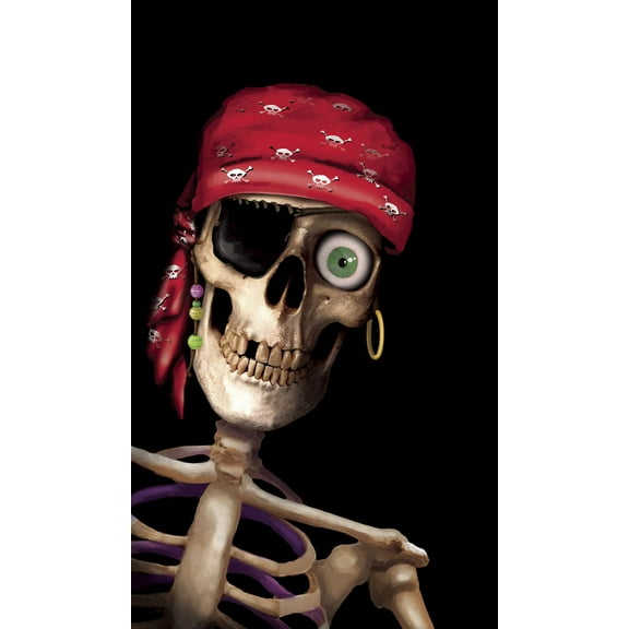WOWindow Posters Peppy the Pirate Skull Halloween Window Decoration 34.5"x60" Backlit Poster