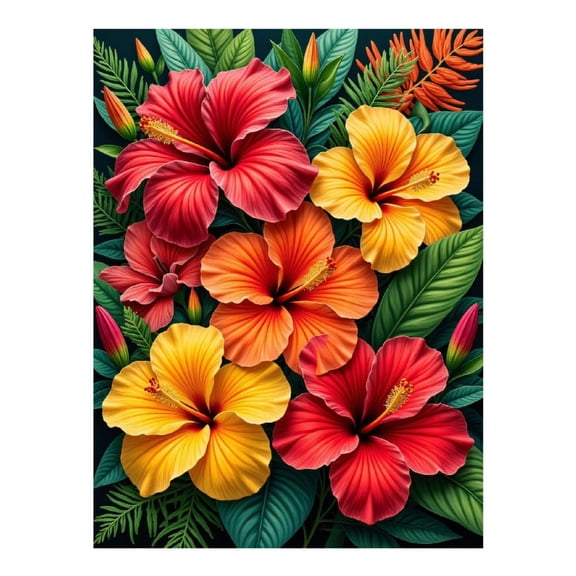 Diamond Art Kit for Adults, Tropical Blossom Garden Art Diamond Painting for Adults Beginners, 5D DIY Diamond Art Painting Kits, Colorful Diamond Painting Craft for Home Decor 12x16