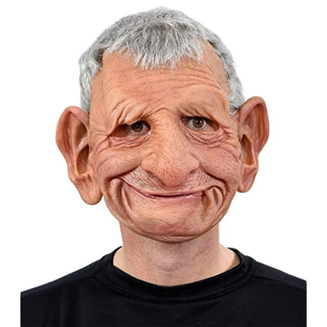 Peluca de abuelo de Halloween, máscara de anciano, cubierta para la cabeza, máscara de horror de cabeza de anciano calvo