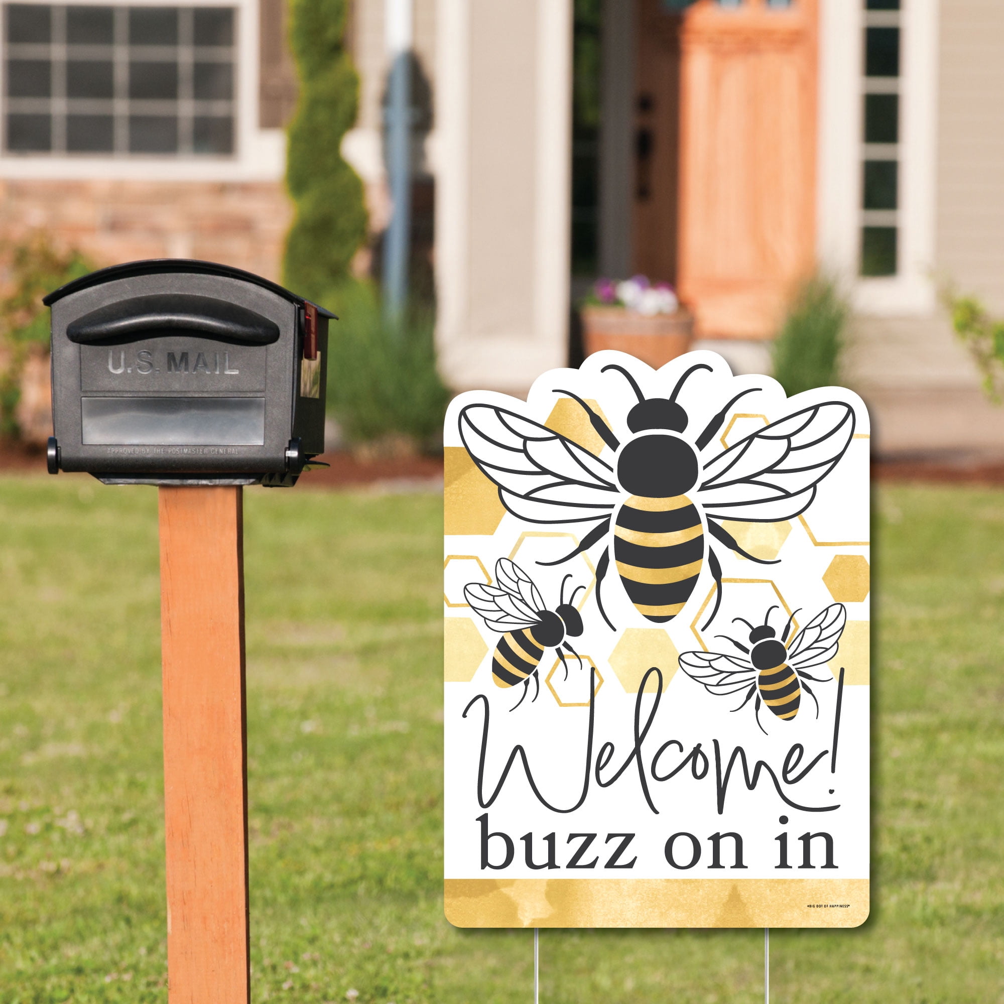 Big Dot of Happiness Little Bumblebee - Party Decorations - Bee Baby Shower or Birthday Party Welcome Yard Sign