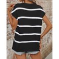 thumbnail image 3 of Summer Blouses for Women Cap Sleeve Tops Elegant Striped Crew Neck Casual Loose Fit Pullover Knit Sweater Blouses Tops Shirts Alsol Lamesa, 3 of 6