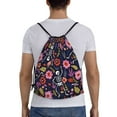 thumbnail image 2 of Easygdp Dancing Skeletons Floral Garden Drawstring Backpack, Beach Sackpack, Travel Sackpack Lightweight for Sports, Gym, Travel, Swimming - Small, 2 of 9