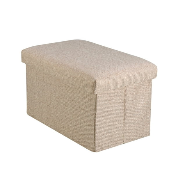 Foldable Storage Ottoman with Folding Toy Chest Storage Box Linen