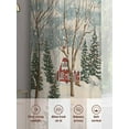 thumbnail image 6 of Christmas Sheer Curtains 84 inches Long 2 Panels Set Winter Country House Holly Snow Red Stripes Tiers Sheers Rod Pocket Small Window Short Curtains for Kitchen Cafe, Each 52" W x 84" L, 6 of 7