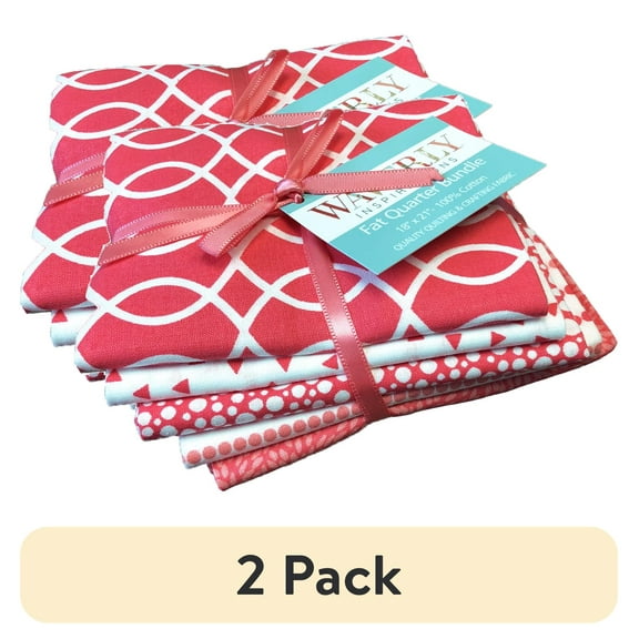 (2 pack) Waverly Inspirations 100% Cotton 18" X 21" Fat Quarter Coral Fabric Bundles, 5 Pieces