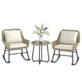 thumbnail image 1 of Outsunny 3 Pieces Wicker Patio Furniture Rocking Bistro Set with Cushions, 1 of 10