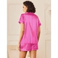 thumbnail image 2 of Ekouaer Womens Silk Satin Pajamas Sets 2 Piece Short Sleeve Sleepwear Button Down Top and Shorts Pjs Lounge Wear Sets, 2 of 6