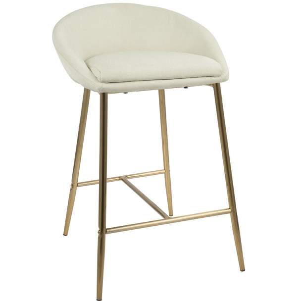 Matisse Glam 26 Counter Stool With, Cream And Gold Bar Stools Set Of 2