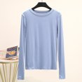 thumbnail image 1 of LNGOOR Modal T-Shirt Basique Uni Col Rond Manches Longues Femmes Automne Tee-Shirt de Base T-Shirt Assorti Grande Taille, 1 of 7