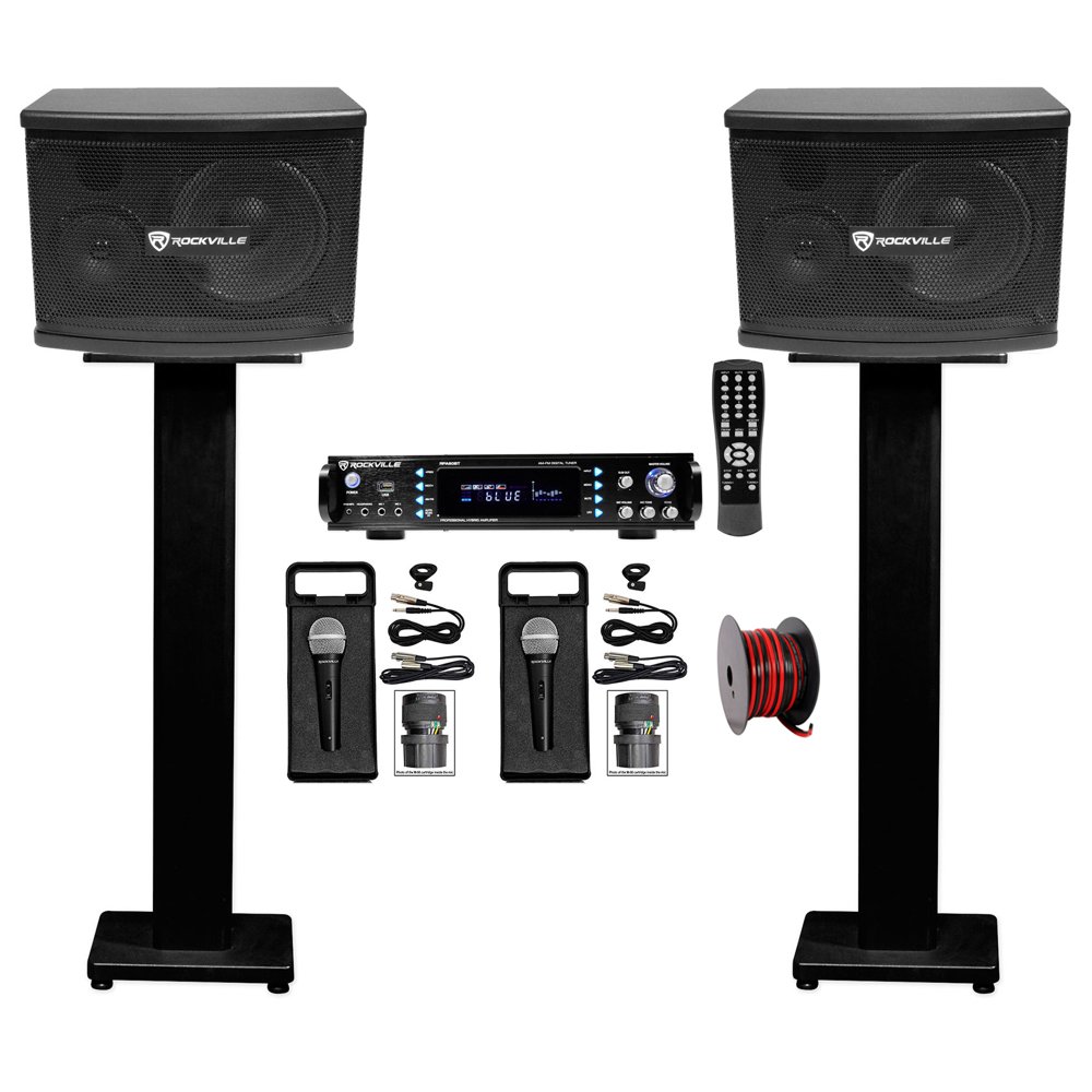 (2) Rockville KPS65 6.5" 400w Karaoke/Pro Speakers+Bluetooth Amp