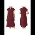 thumbnail image 2 of Vestido Camisero Midi de Relajado Vino Tinto L, 2 of 6