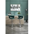 thumbnail image 6 of Set of 2 Green Bar Stools - Swivel Height Adjustable with Chrome Base & Footrest, Velvet Upholstery, High-Density Foam Seat, 6 of 11