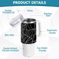 thumbnail image 4 of SKYSONIC Insulated Tumblers with Lids and Straws Handles 40oz Water Bottle Web Black Travel Mug Reusable Stainless Steel Thermos Vacuum, 4 of 7