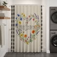 thumbnail image 2 of Heart Floral Wreath Shower Curtain - Water Repellent Fabric Shower Curtains Washable, Country Vintage Flowers Burlap Plaid Decorative Polyester Cloth Bathroom Curtains Modern Bath Decor 36"x72", 2 of 8