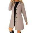 thumbnail image 3 of Women's Wool Blend Trench Coat, Thickened Lapel Collar Jacket, Single Breasted A-Line Overcoat, Warm Fall Winter Outerwear, Fashionable Mid-Length Coat Pink XL, 3 of 10